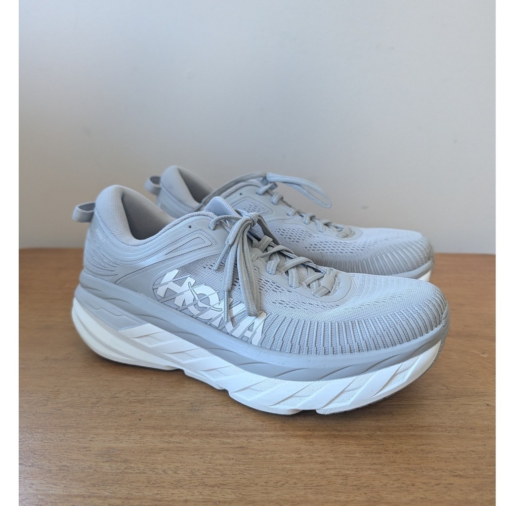 Hoka One One Bondi 7 Wide Mens 9 2E  Wide Harbor Mist Grey Running Shoes